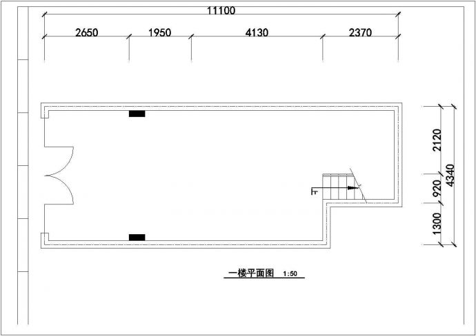 某发型设计室理发店室内cad装修施工图纸_图1