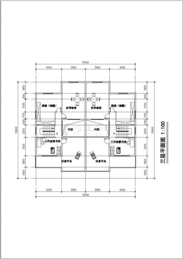 石家庄市某别墅区3层砖混结构单体别墅建筑设计CAD图纸（3套方案）-图二