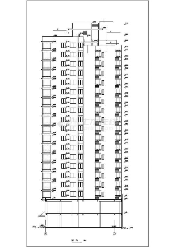 大连市某小区18+1层框剪结构公寓商住楼建筑设计CAD图纸（1-2层商用）-图二