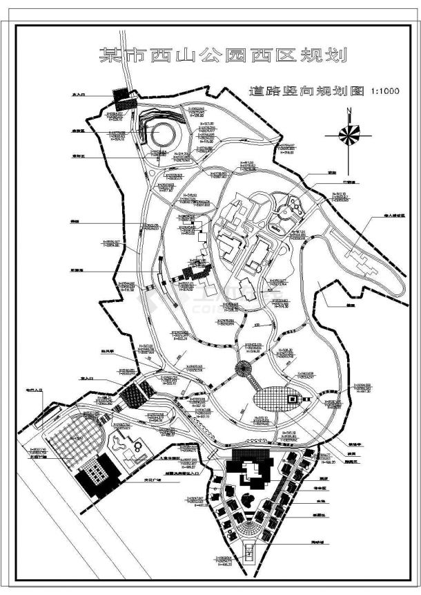 永济市某地西山公园西区规划设计cad图纸，共四张-图一