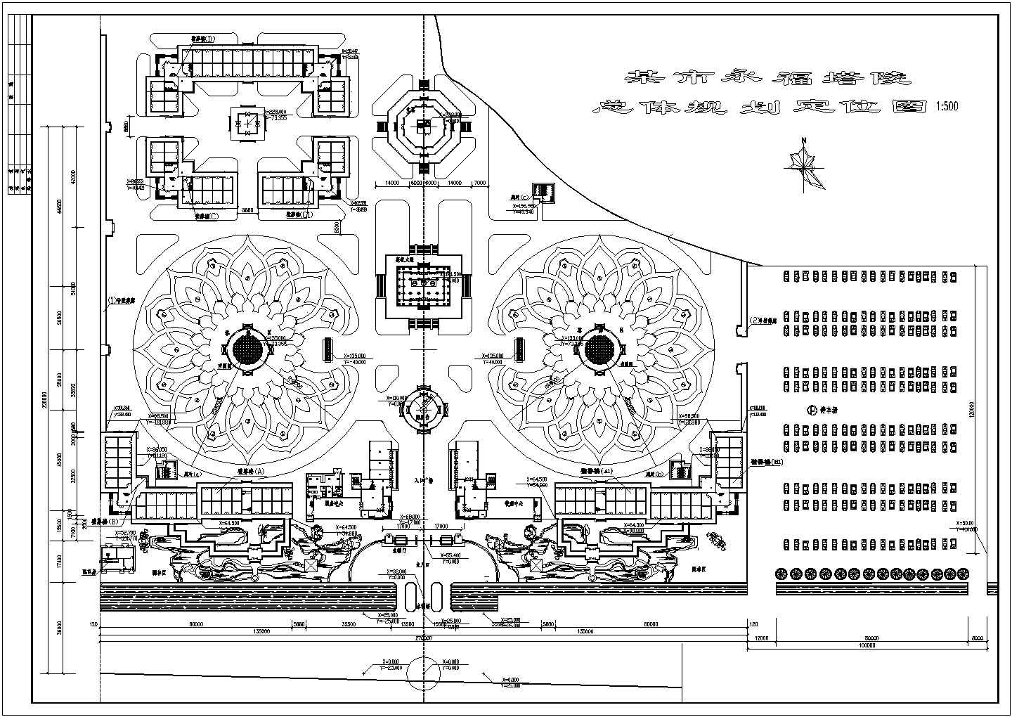 某市福陵园CAD构造详细完整总平面图