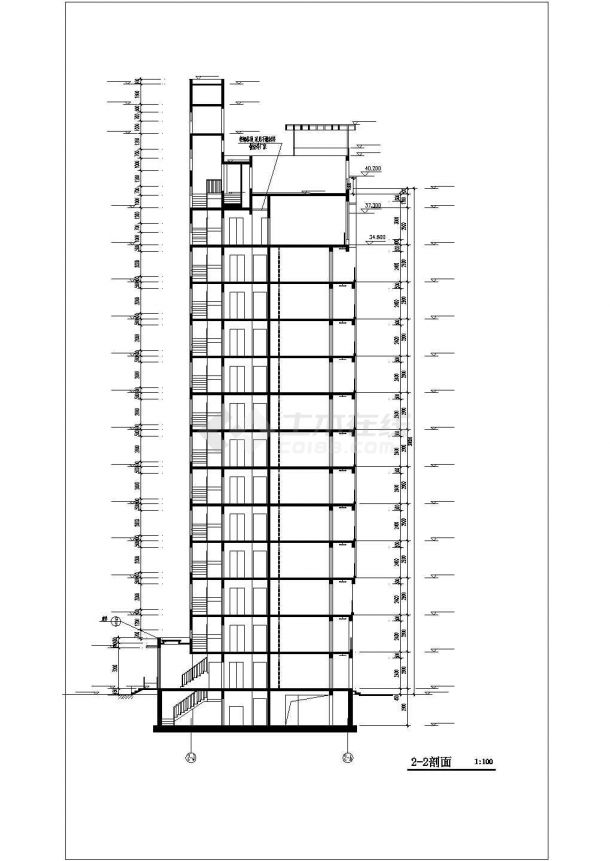 昆明市荷秀苑小区1万平米14层框架结构高层住宅楼建筑设计CAD图纸-图二