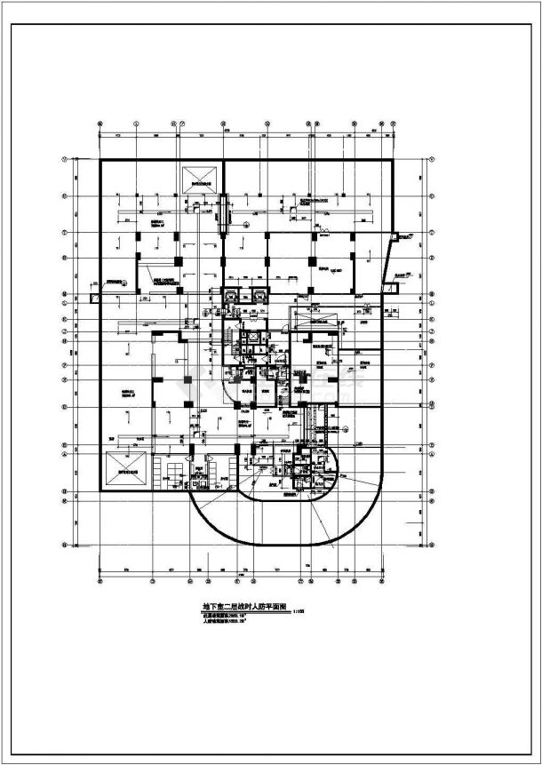 金华市某居住区5400平米地下双层大型停车场全套建筑设计CAD图纸-图二