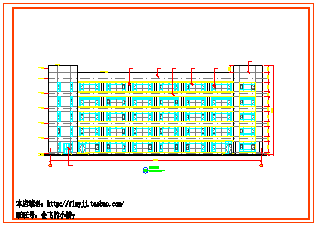 长61.6米 宽22.8米 5层6739平米厂房建筑方案cad图纸-图二