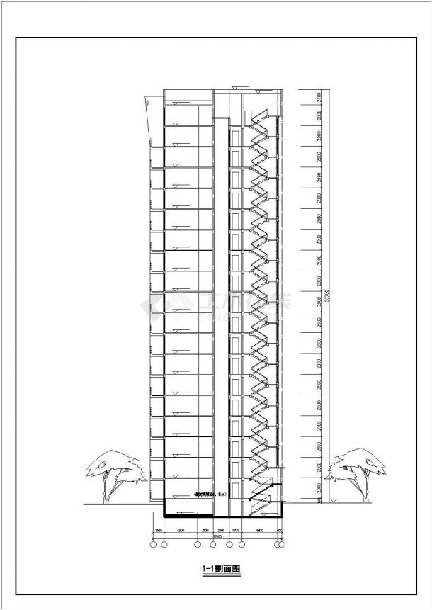 保底市某居住区18层框架结构公寓住宅楼全套平立面设计CAD图纸-图一