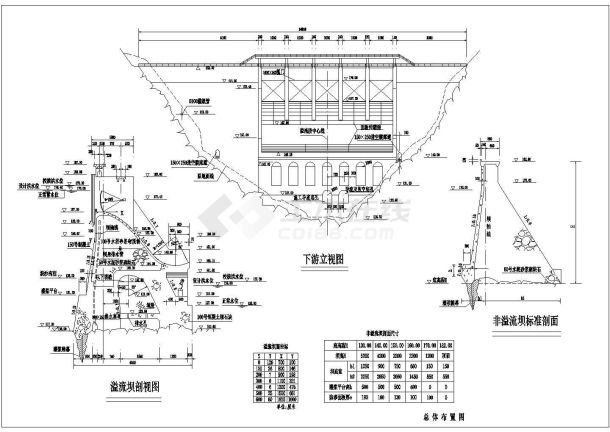 [四川]某砌石坝cad总体布置图（混凝土重力坝初步设计图）-图一