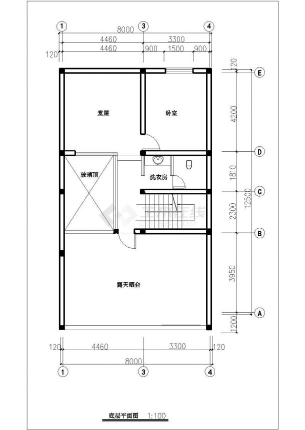 济南市某村镇3层砖混结构单体乡村别墅平立面设计CAD图纸（含结构图）-图一