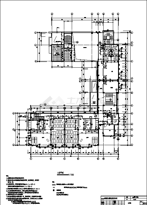 3层2466平米凹形幼儿园综合楼建筑设计施工cad图纸-图一