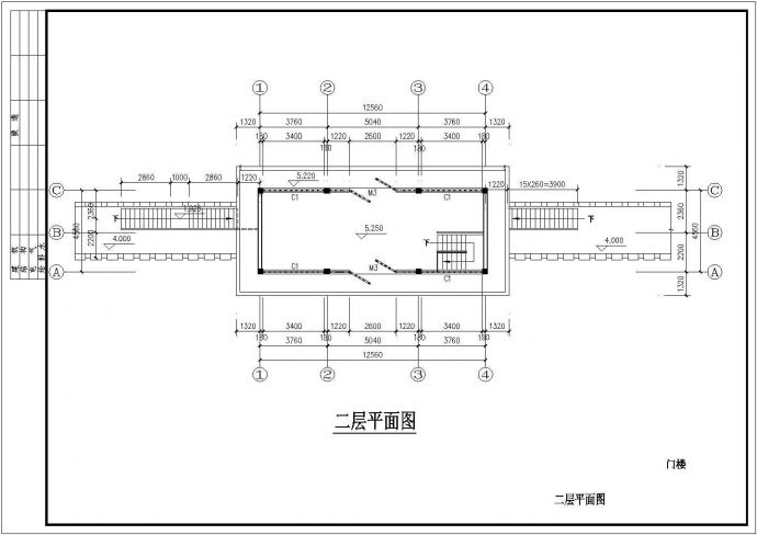某两层山门建筑设计施工CAD图_图1