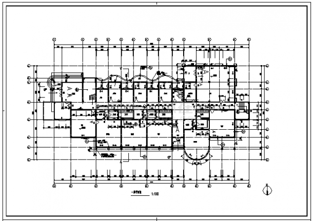 2500平米某居住区三层幼儿园建筑设计cad施工图，共十三张-图一