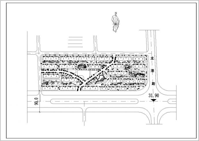 某滨江花园小区CAD完整设计详细规划图_图1