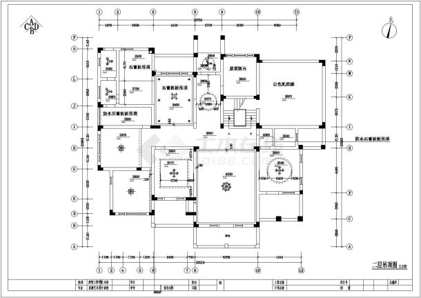 某简洁三层别墅CAD室内装修设计大样完整图-图二