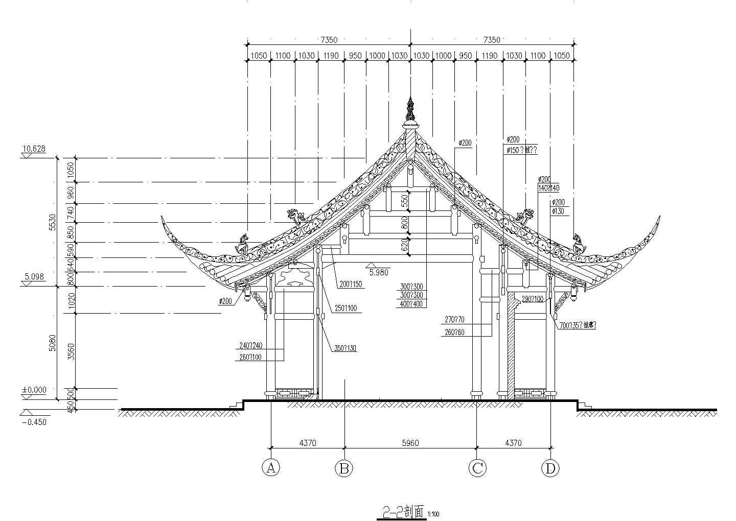 某庙宇全套CAD详细完整构造图纸
