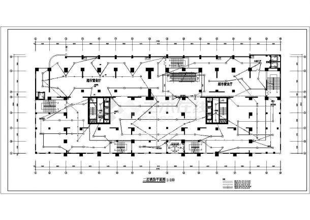 安徽小型商场物业办公室全套消防系统设计cad图纸-图一