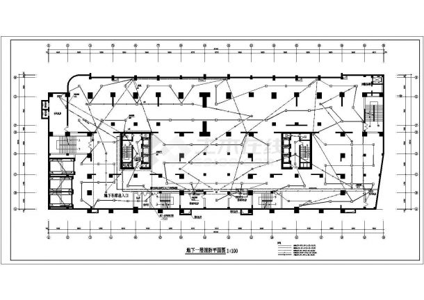安徽小型商场物业办公室全套消防系统设计cad图纸-图二