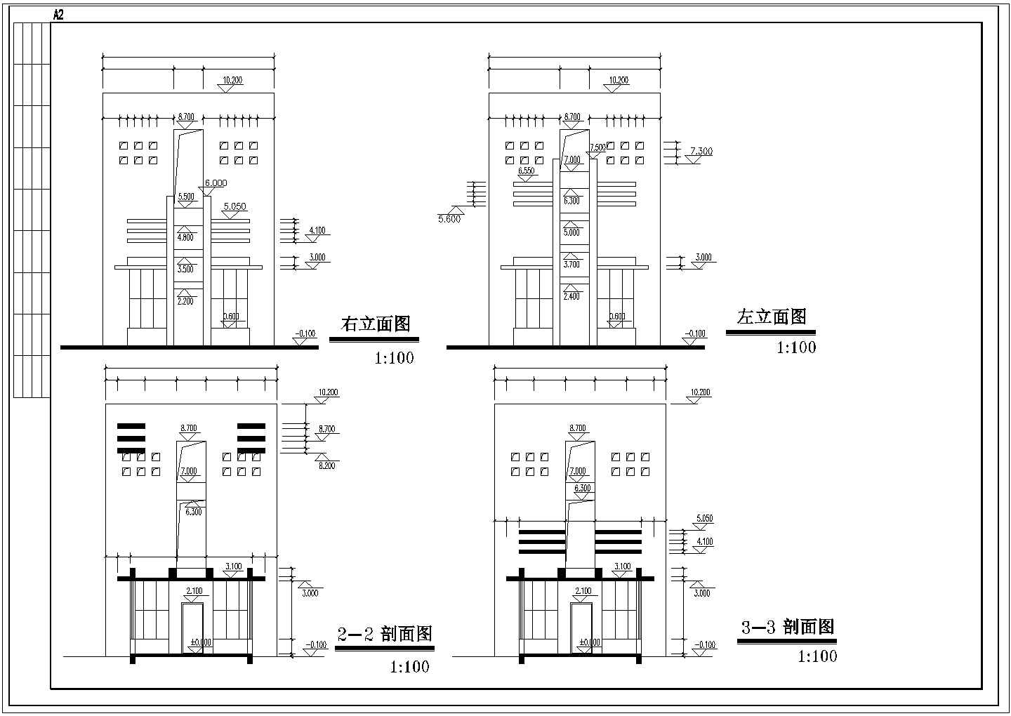 某地大门建筑cad施工图带效果图