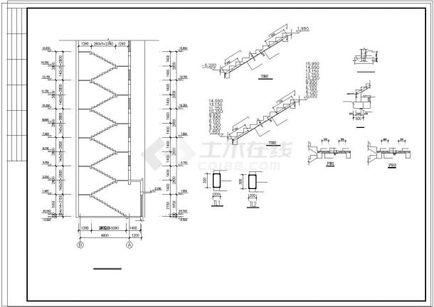 6层混合住宅楼结构施工cad设计图纸-图一