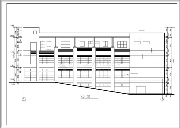 某医院家属区教室及食堂cad建筑施工图纸-图二