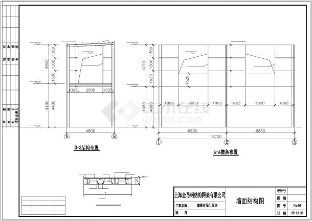 菜场市钢结构建筑CAD施工设计图纸-图二