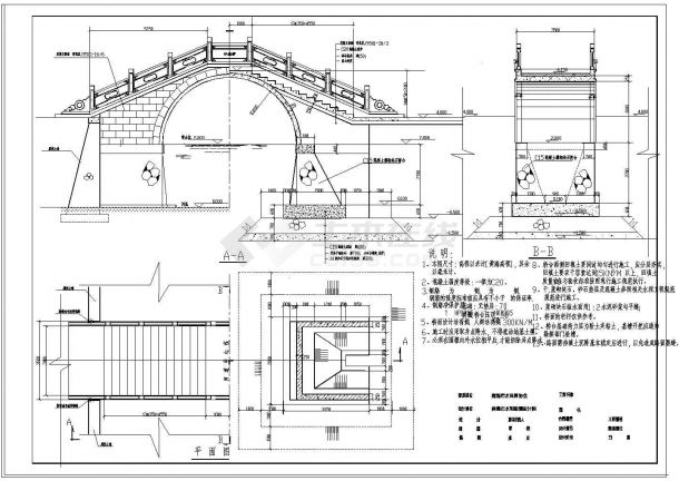 某全套古典拱桥结构设计CAD详细完整施工图纸-图二