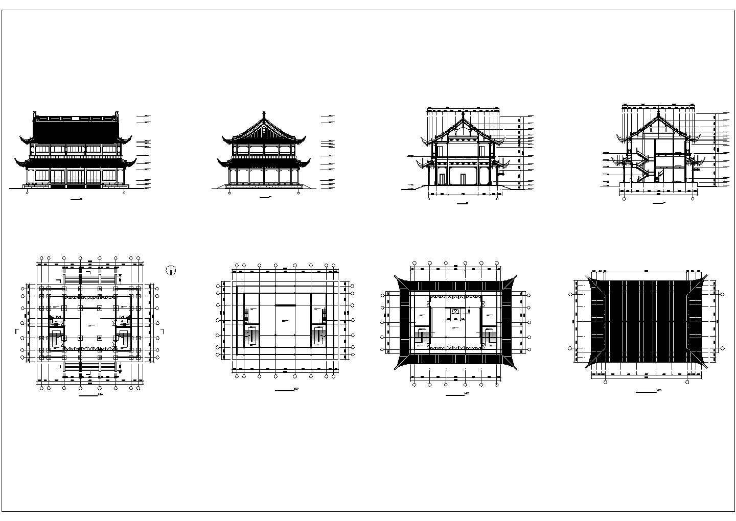 某仿古建筑CAD构造施工完整设计图