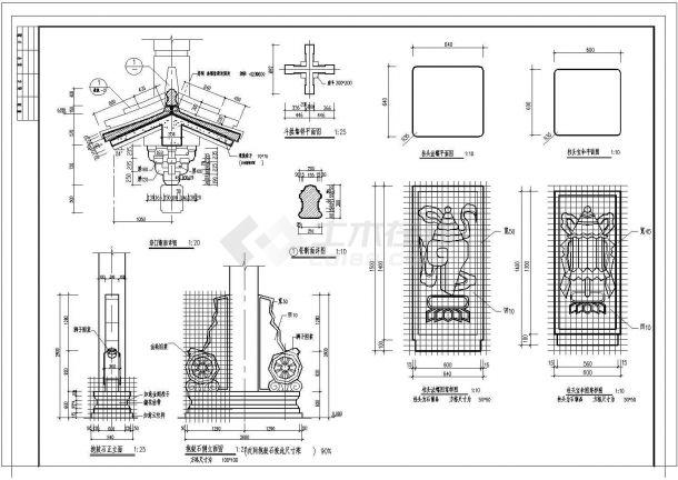 某牌坊CAD详细结构设计平面施工详图-图一