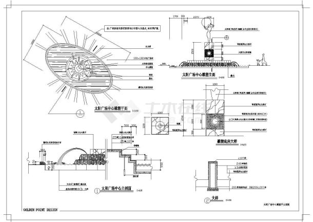 某太阳广场景观CAD全套构造平面施工图全套-图一