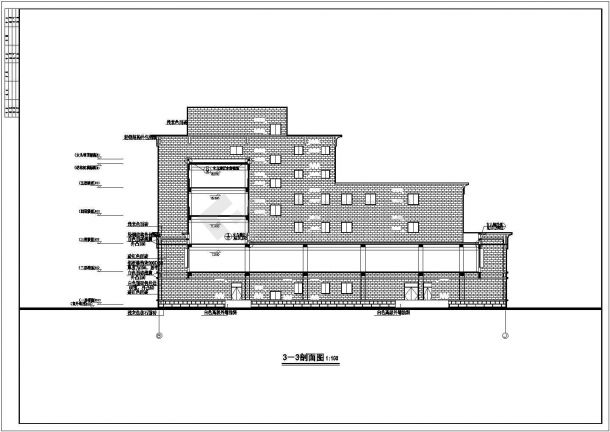 某地区学校综合楼楼身设计CAD立面图-图一
