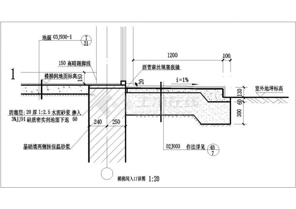 某楼梯间入口CAD构造节点设计详图-图一