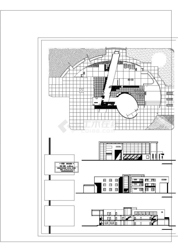 某地区大学生活动中心建筑方案设计图非常标准cad图纸设计-图一
