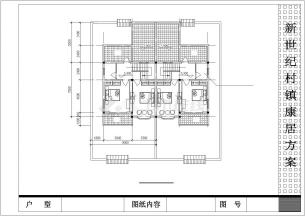 烟台市某新建小区2层砖混结构别墅式住宅楼建筑设计CAD图纸（1楼2户）-图二