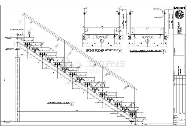 某酒店详细的玻璃楼梯CAD设计图纸-图二