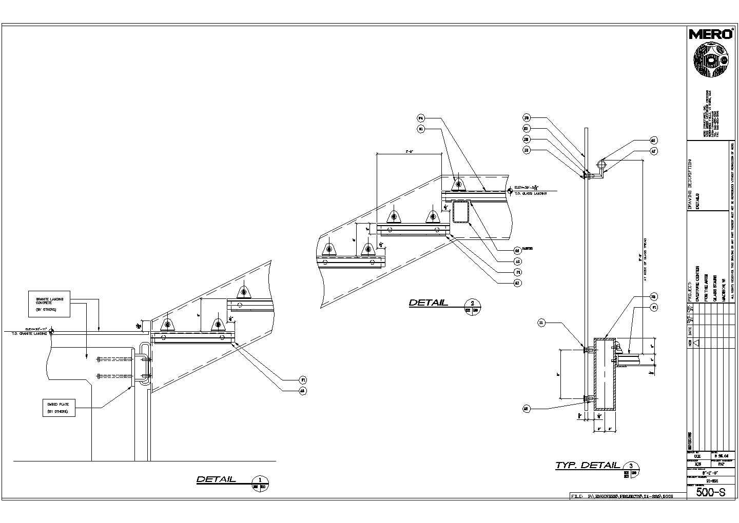 某酒店详细的玻璃楼梯CAD设计图纸