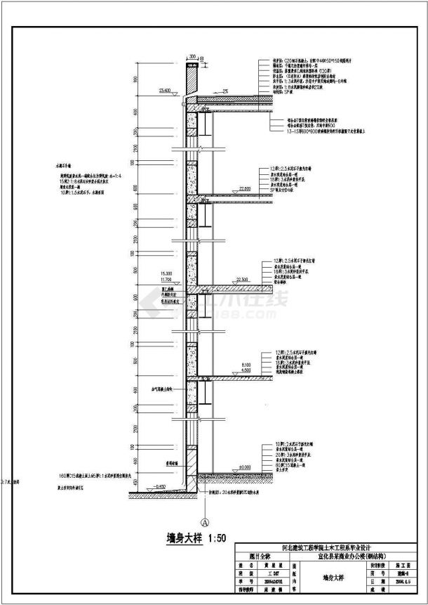 土木工程毕业设计_办公楼设计_某6层6048平钢框架结构办公楼毕业设计cad全套建筑施工图（含设计说明，含结构设计，含计算书,实习报告,开题报告）-图二