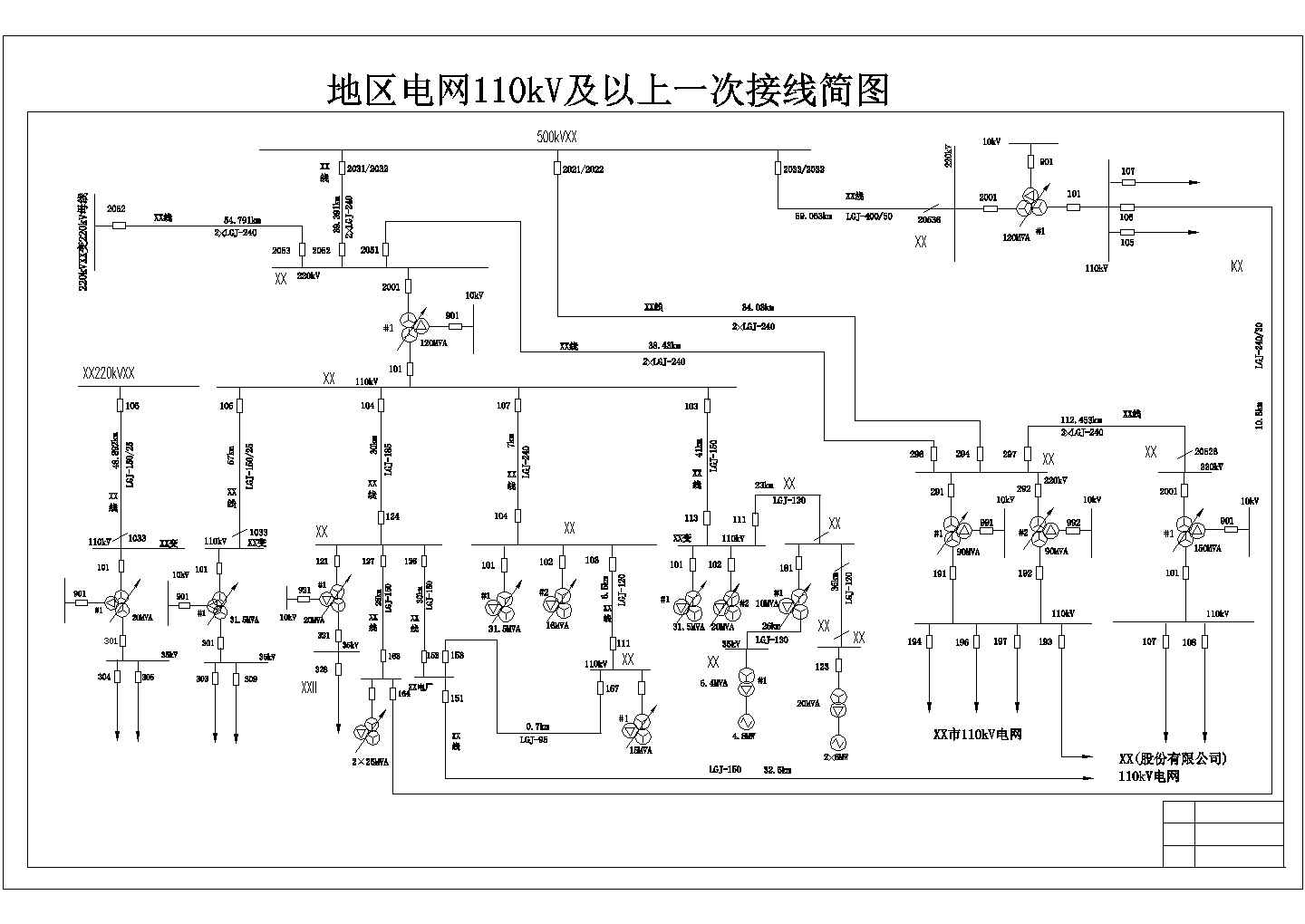 某地区电网主接线图CAD详细构造节点图纸