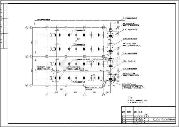 某电除尘平台基础CAD施工平立面节点设计图纸-图一