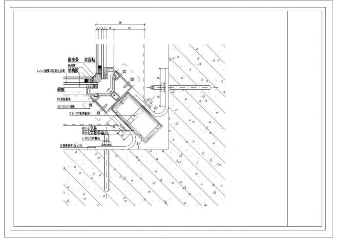 某玻璃幕墙CAD施工设计构造节点图_图1