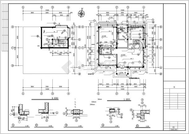 东莞某小区440平米3层砖混结构单体别墅建筑设计CAD图纸（含地下室）-图一