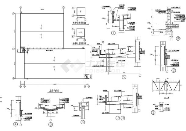 2层15300平米大型轻钢结构厂房建筑施工图【平立剖 节点大样 设计说明】-图二
