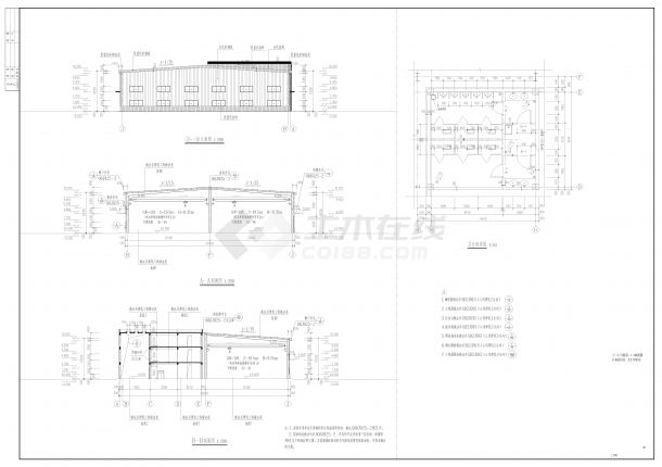 丁类钢结构单层重钢厂房车间（21米跨）建筑设计施工图-图二