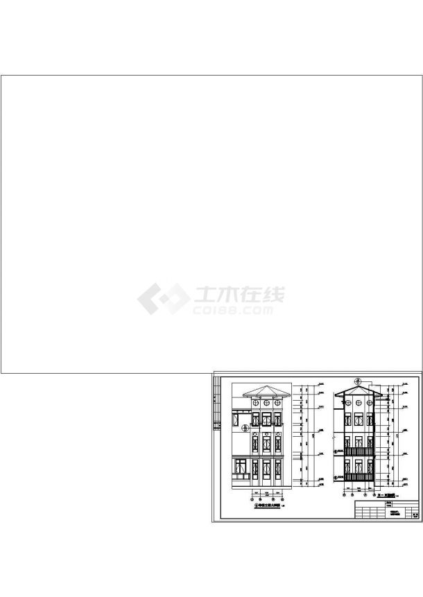 [南方]水岸豪门C型别墅建筑设计cad施工图纸-图一