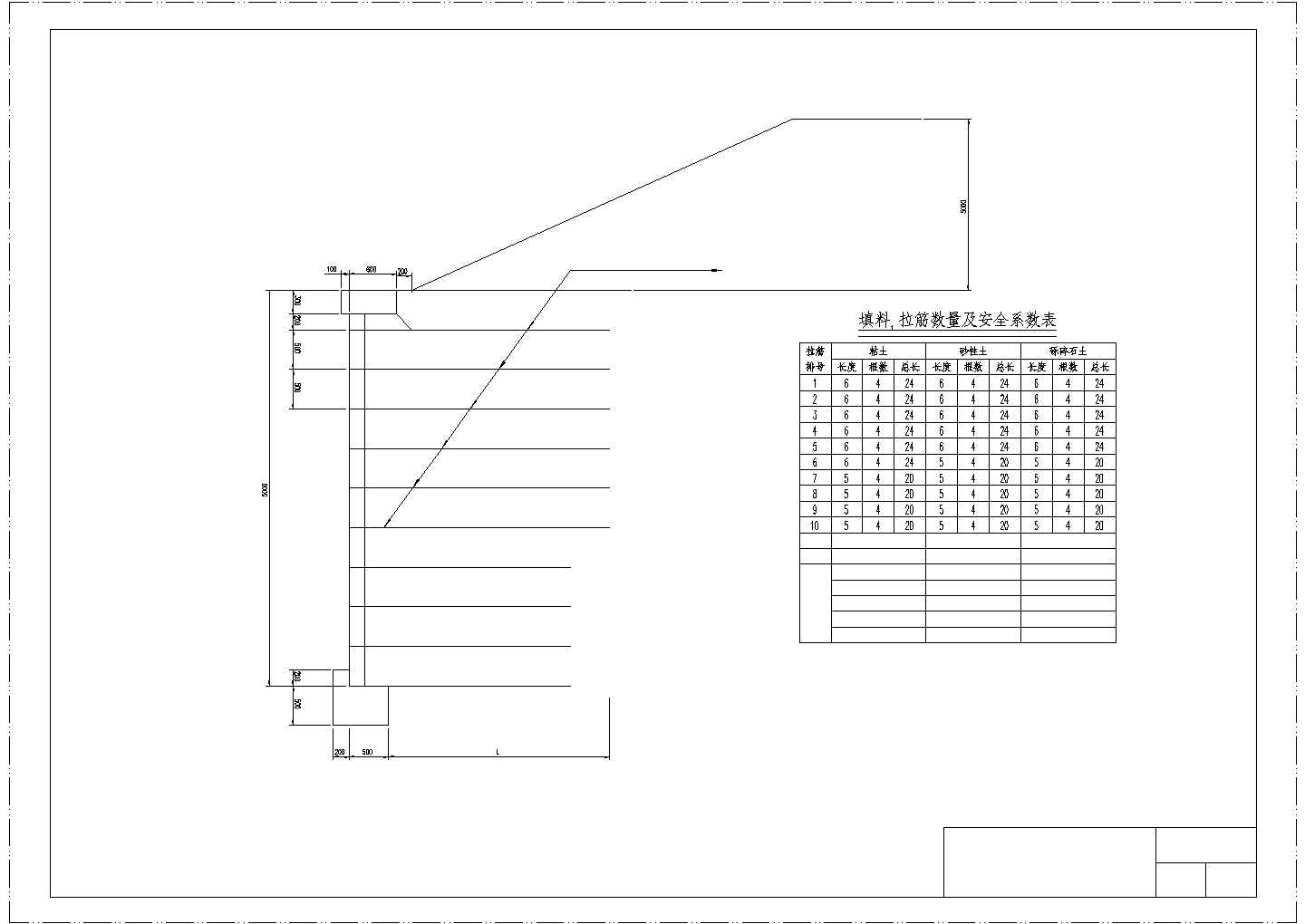 加筋挡土墙工程图 10H＝8米B1型断面图CAD版