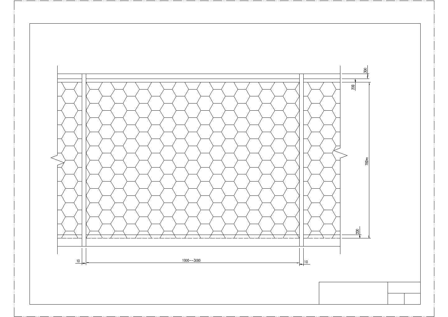 加筋挡土墙工程图集CAD版 立面图（六边形板）