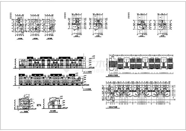 低层连排住宅建筑设计CAD施工图-图一