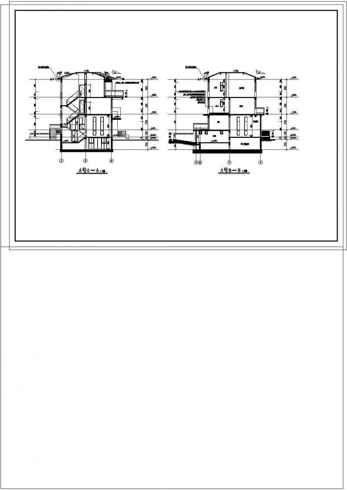 某双拼别墅建筑施工cad设计图纸_图1