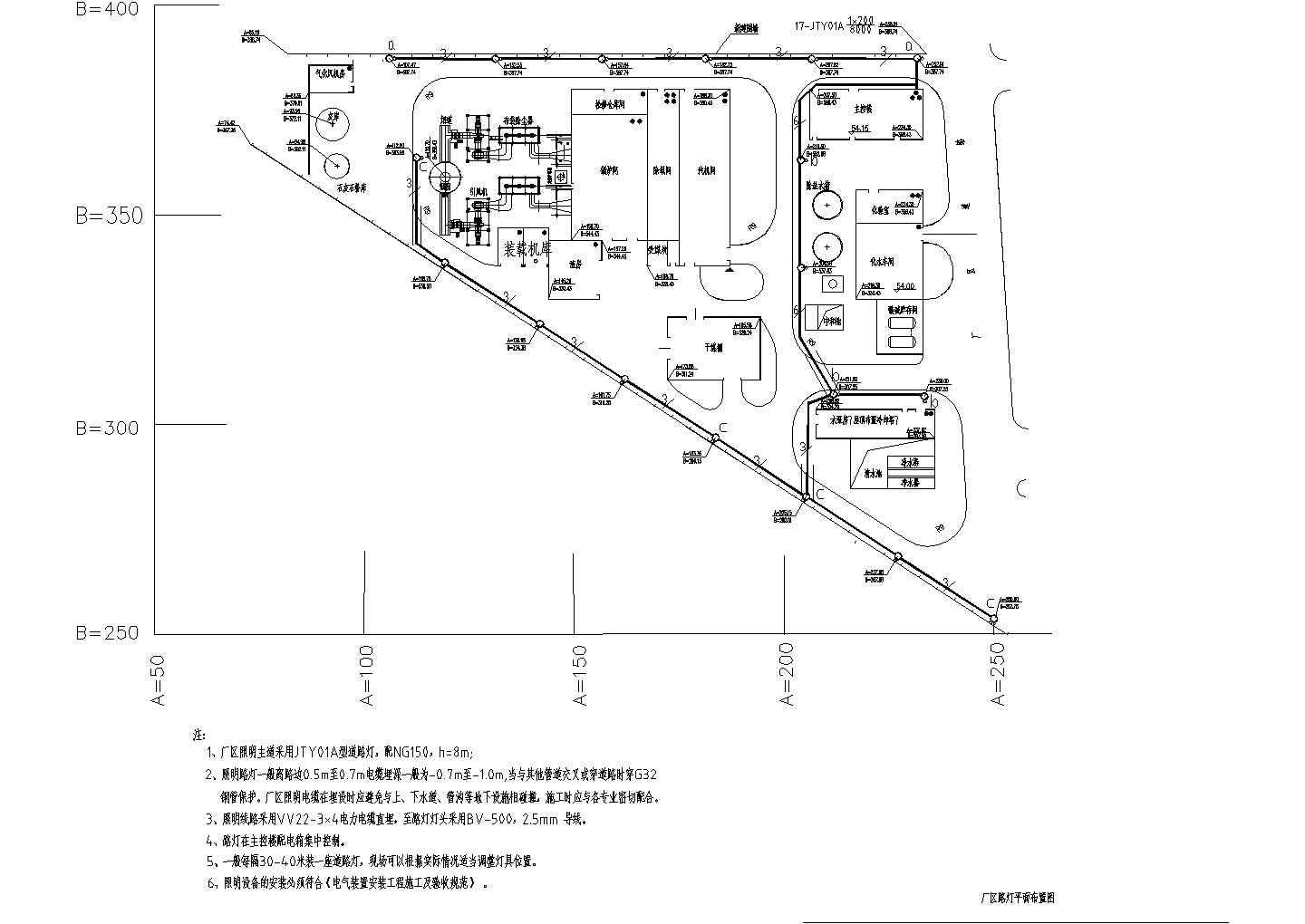 某厂区照明CAD节点完整设计平面图