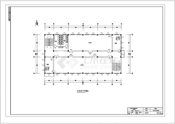 3088㎡三层框架图书馆钢筋及广联达算量（含CAD图纸）cad图纸-图二