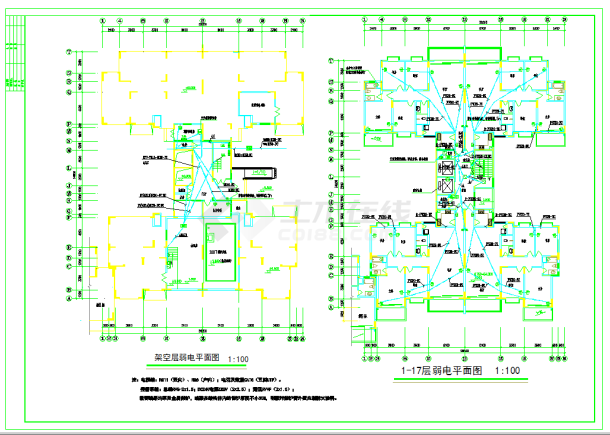 某地17层高层住宅电气全套CAD图纸-图二