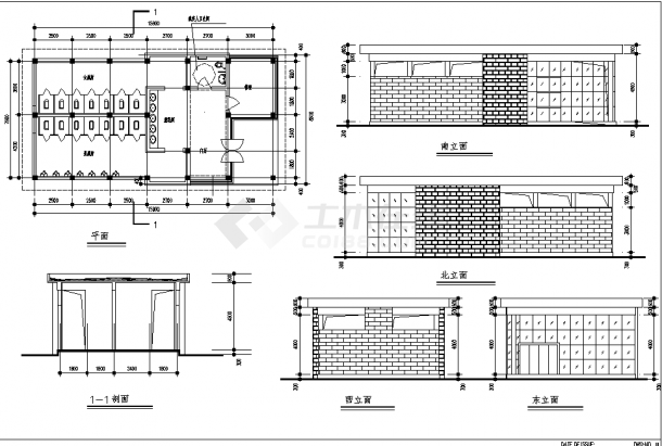 杭州风景区公共厕所规划设计建筑施工cad图纸-图一
