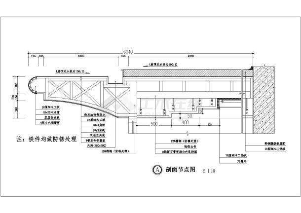 某门头雨蓬cad完整构造设计节点图